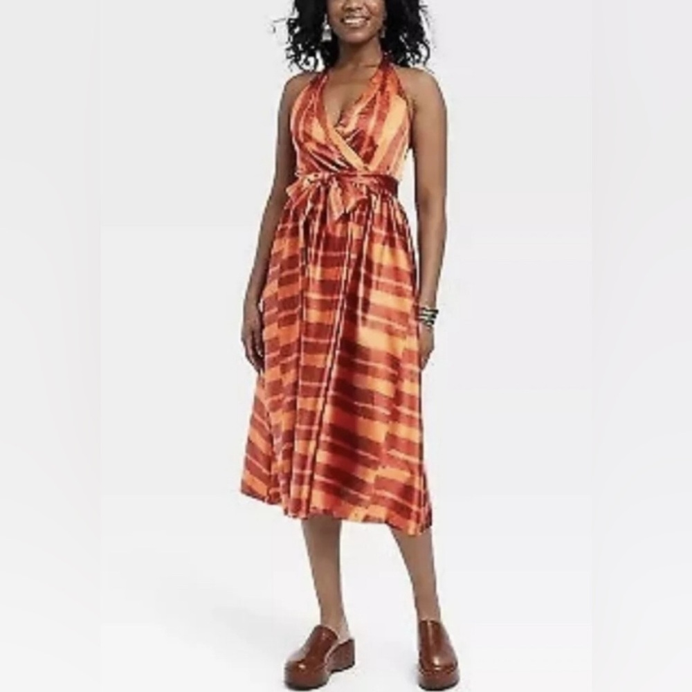 Black History Month Women's House of Aama Halter Neck A-Line Dress Red Sz Small